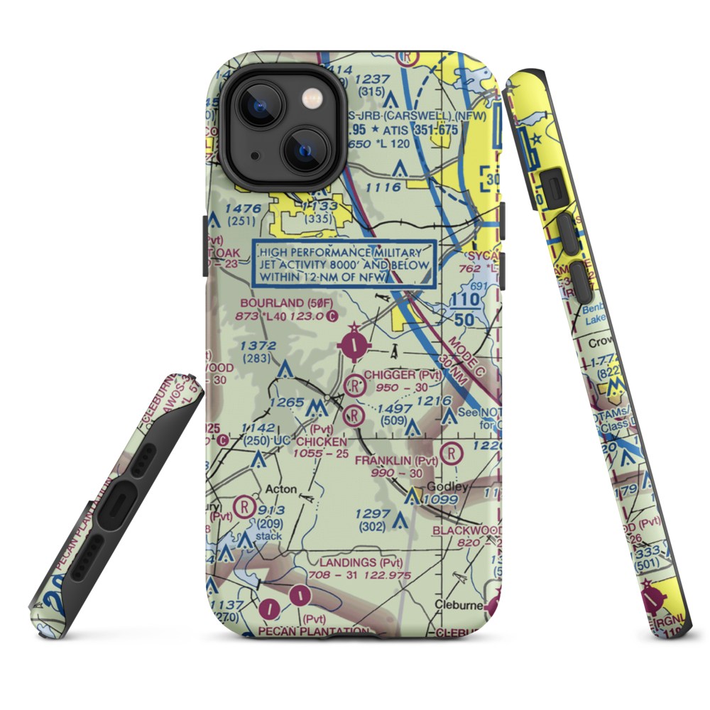 Bourland Field (50F) VFR Sectional  Tough iPhone Case iPhone 14 Plus model shown