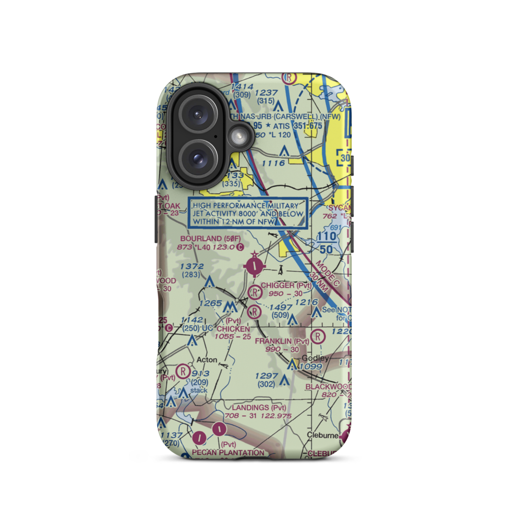 Bourland Field (50F) VFR Sectional  Tough iPhone Case iPhone 16 model shown
