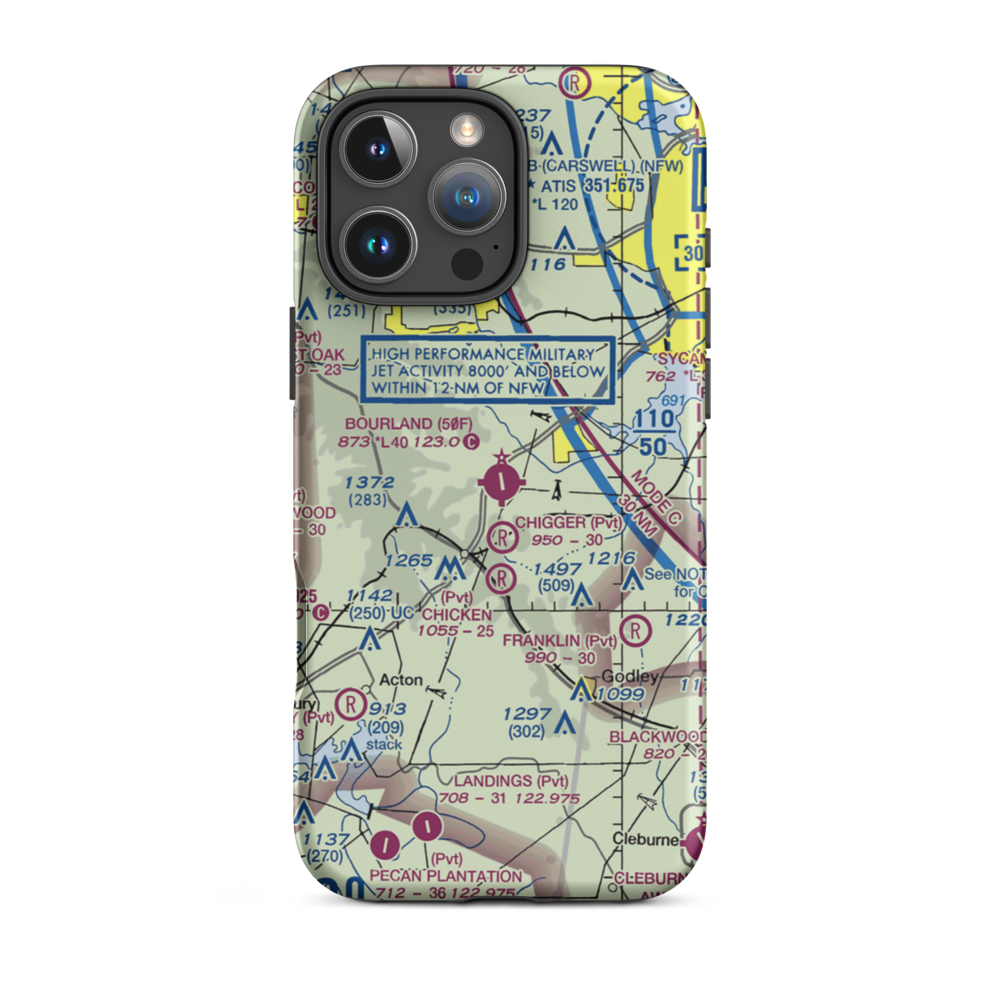 Bourland Field (50F) VFR Sectional  Tough iPhone Case iPhone 16 Pro Max model shown