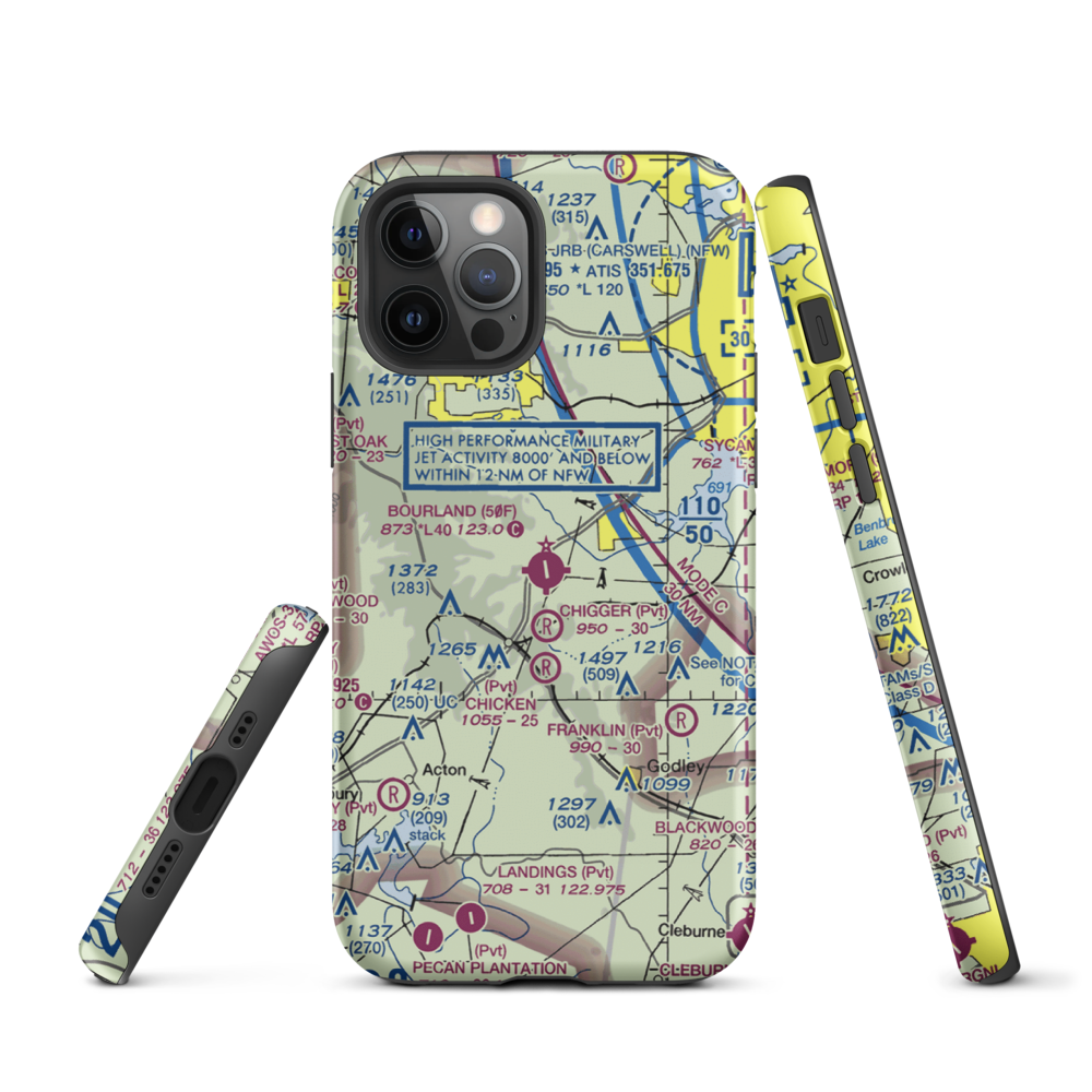 Bourland Field (50F) VFR Sectional  Tough iPhone Case iPhone 12 Pro model shown