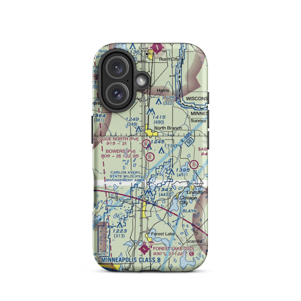 Bowers Airport (MN51) VFR Sectional  Tough iPhone Case iPhone 16 model shown