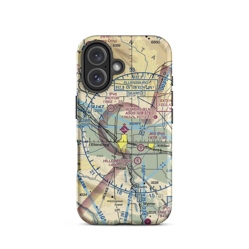 Bowers Field (ELN) VFR Sectional  Tough iPhone Case iPhone 16 model shown
