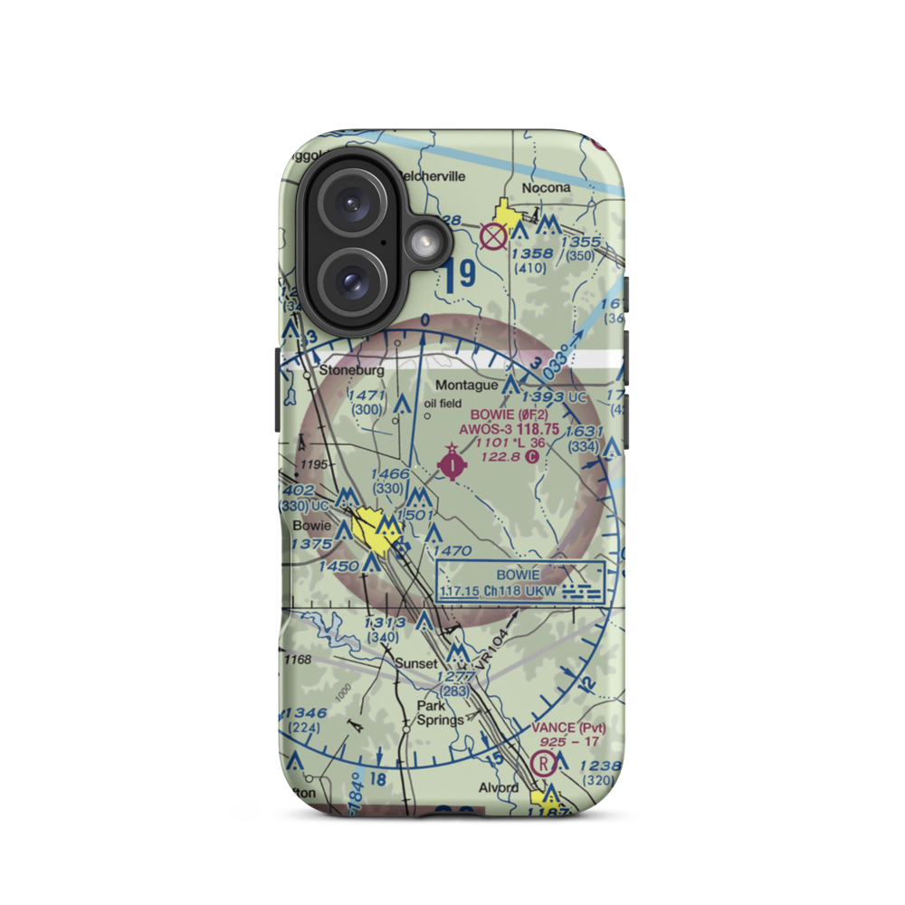 Bowie Municipal Airport (0F2) VFR Sectional  Tough iPhone Case iPhone 16 model shown