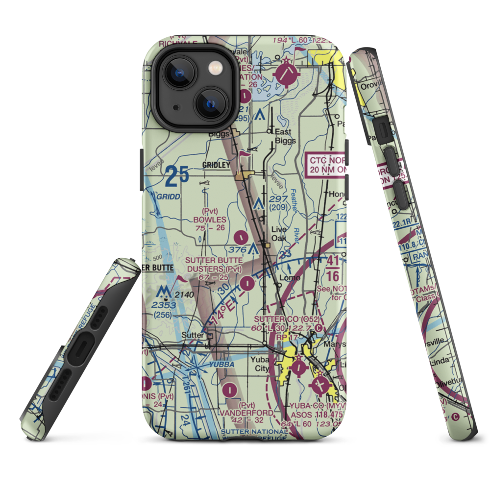 Bowles Airport (18CL) VFR Sectional  Tough iPhone Case iPhone 14 Plus model shown
