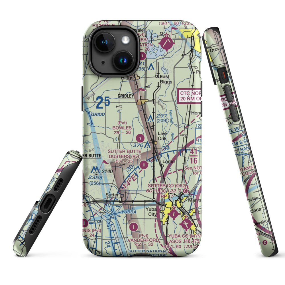 Bowles Airport (18CL) VFR Sectional  Tough iPhone Case iPhone 15 Plus model shown