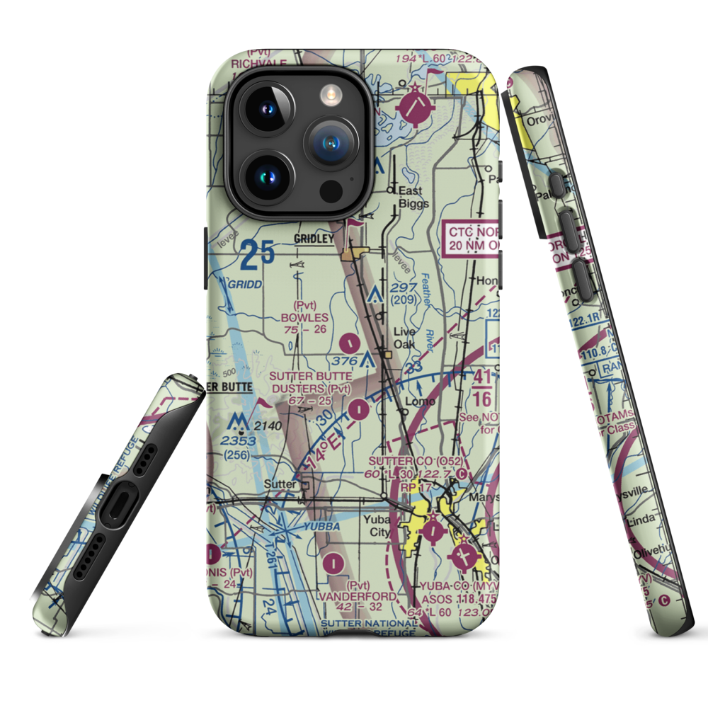 Bowles Airport (18CL) VFR Sectional  Tough iPhone Case iPhone 15 Pro Max model shown
