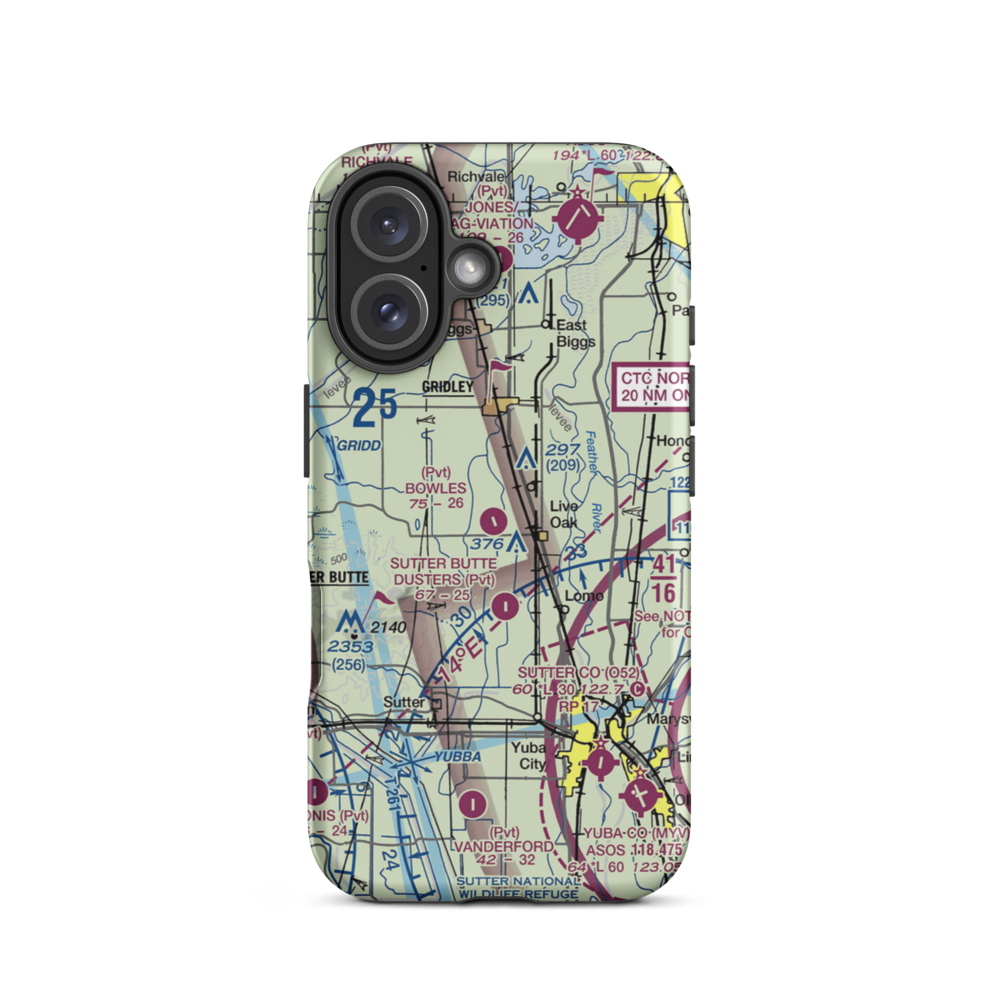 Bowles Airport (18CL) VFR Sectional  Tough iPhone Case iPhone 16 model shown