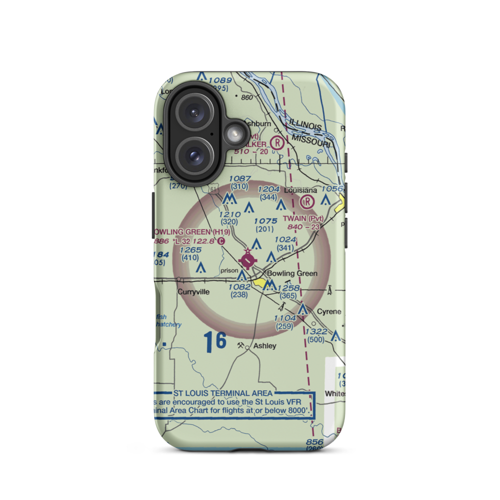 Bowling Green Municipal Airport (H19) VFR Sectional  Tough iPhone Case iPhone 16 model shown