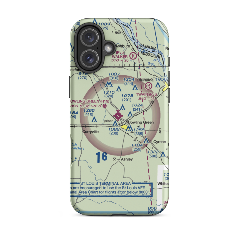 Bowling Green Municipal Airport (H19) VFR Sectional  Tough iPhone Case iPhone 16 Plus model shown