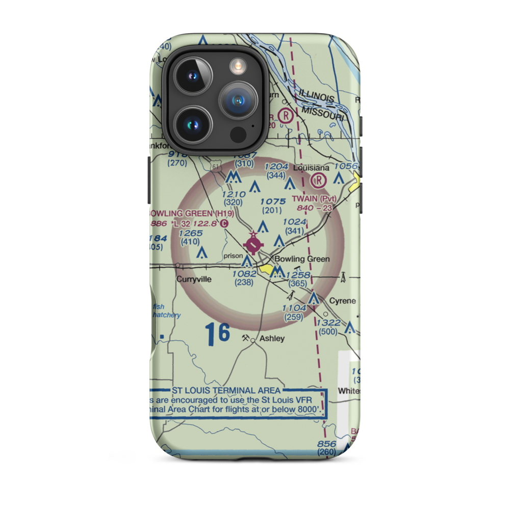 Bowling Green Municipal Airport (H19) VFR Sectional  Tough iPhone Case iPhone 16 Pro Max model shown