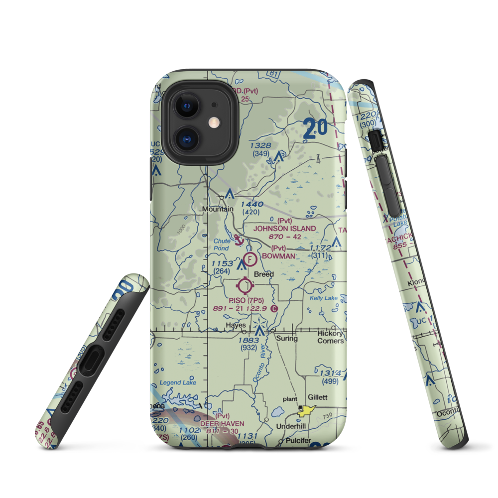 Bowman Airstrip (32WN) VFR Sectional  Tough iPhone Case iPhone 11 model shown