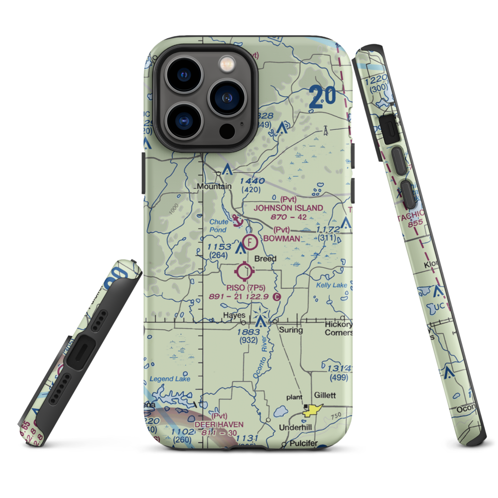 Bowman Airstrip (32WN) VFR Sectional  Tough iPhone Case iPhone 13 Pro Max model shown