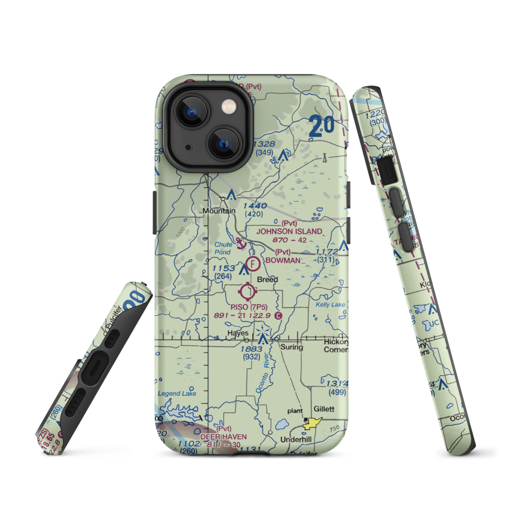 Bowman Airstrip (32WN) VFR Sectional  Tough iPhone Case iPhone 14 model shown