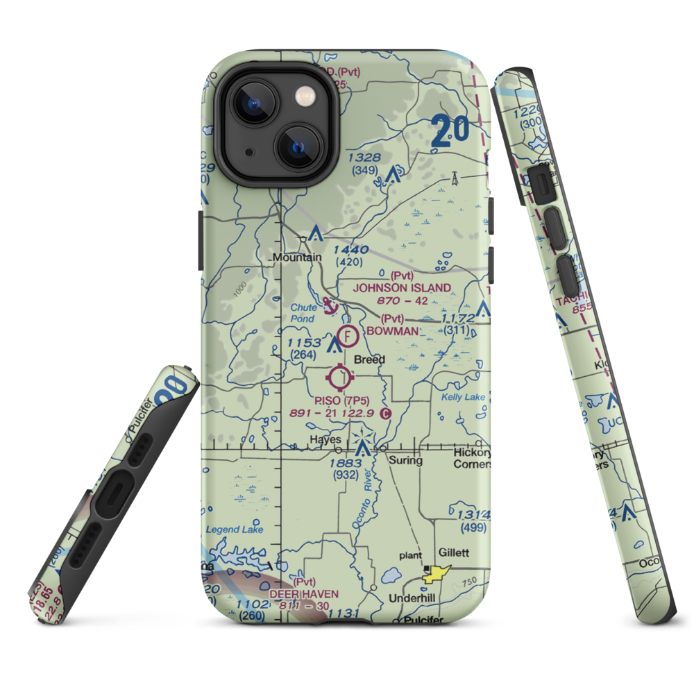 Bowman Airstrip (32WN) VFR Sectional  Tough iPhone Case iPhone 14 Plus model shown