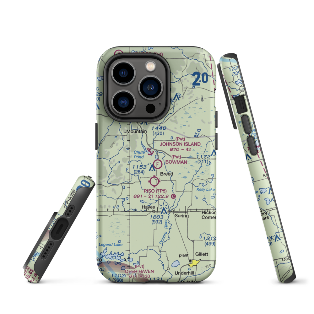 Bowman Airstrip (32WN) VFR Sectional  Tough iPhone Case iPhone 14 Pro model shown