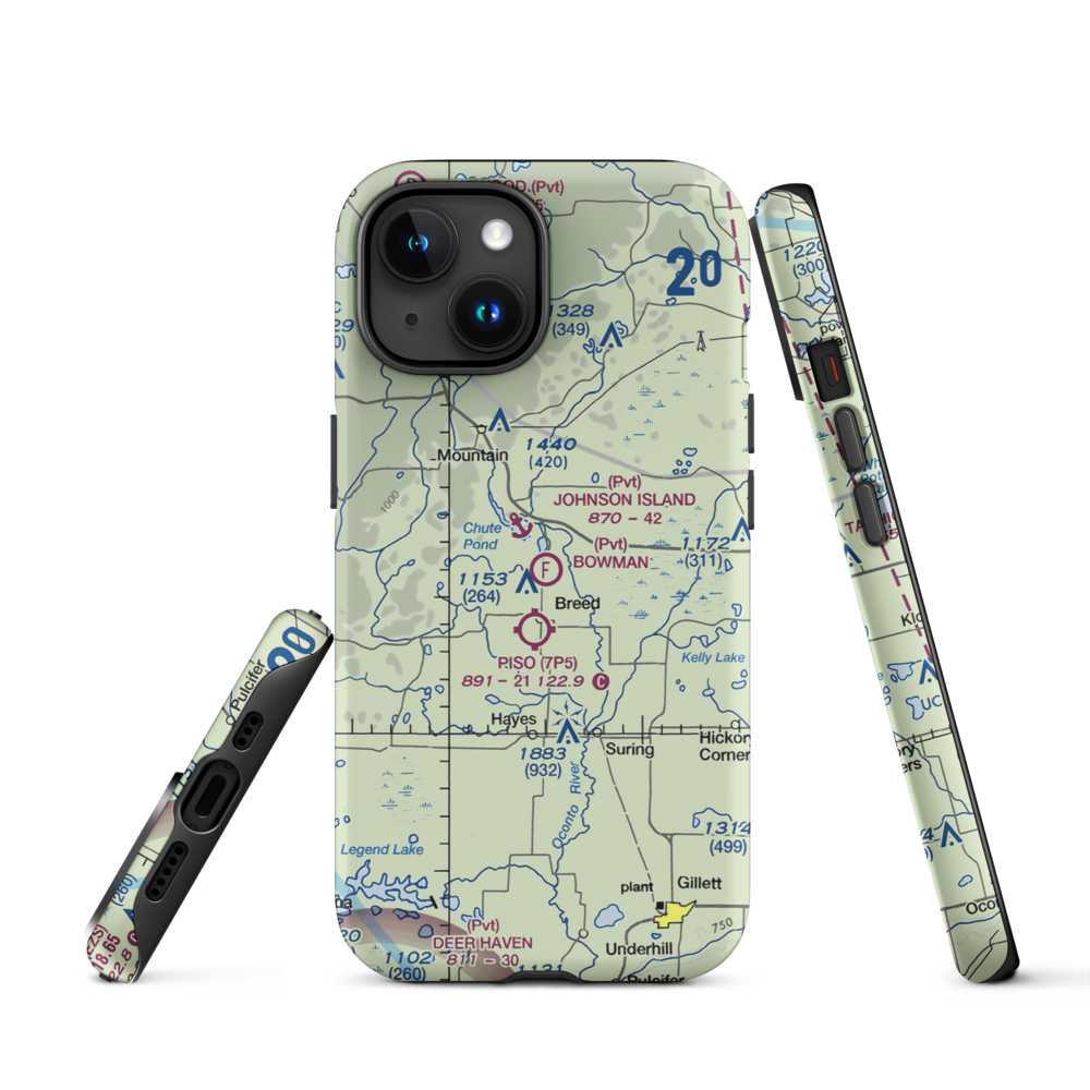 Bowman Airstrip (32WN) VFR Sectional  Tough iPhone Case iPhone 15 model shown