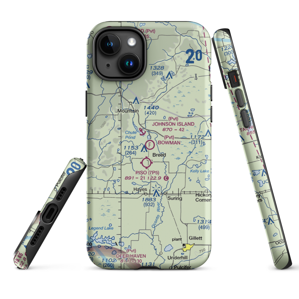 Bowman Airstrip (32WN) VFR Sectional  Tough iPhone Case iPhone 15 Plus model shown