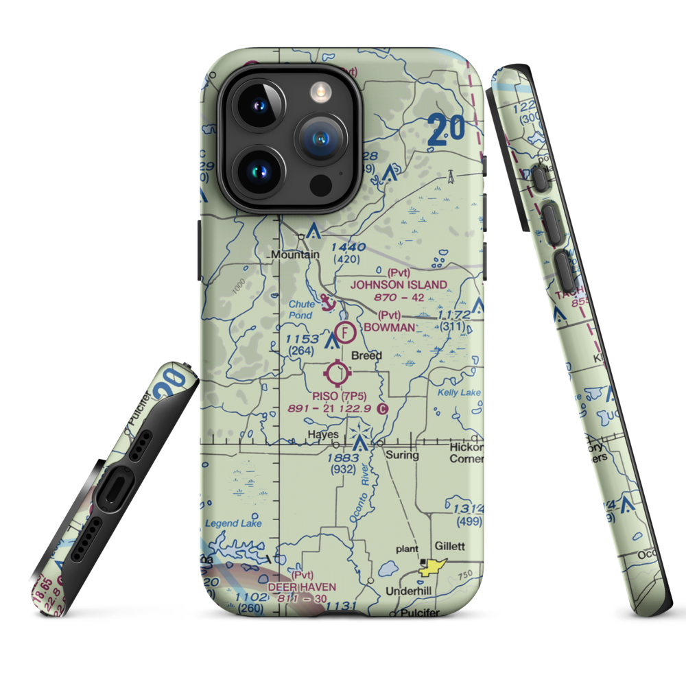 Bowman Airstrip (32WN) VFR Sectional  Tough iPhone Case iPhone 15 Pro Max model shown