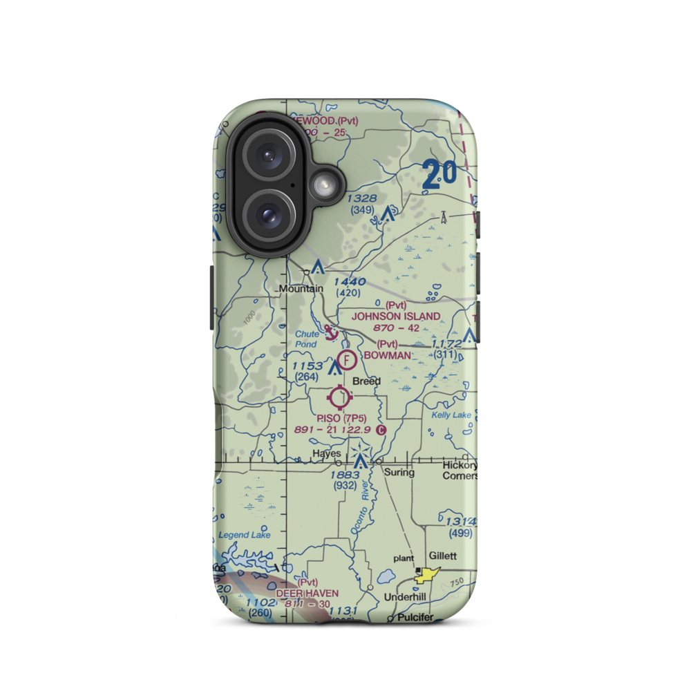 Bowman Airstrip (32WN) VFR Sectional  Tough iPhone Case iPhone 16 model shown