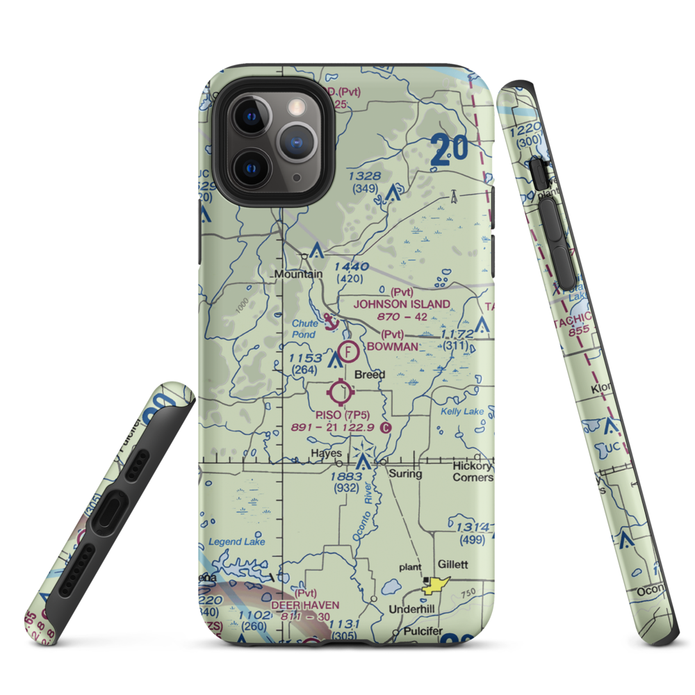 Bowman Airstrip (32WN) VFR Sectional  Tough iPhone Case iPhone 11 Pro Max model shown