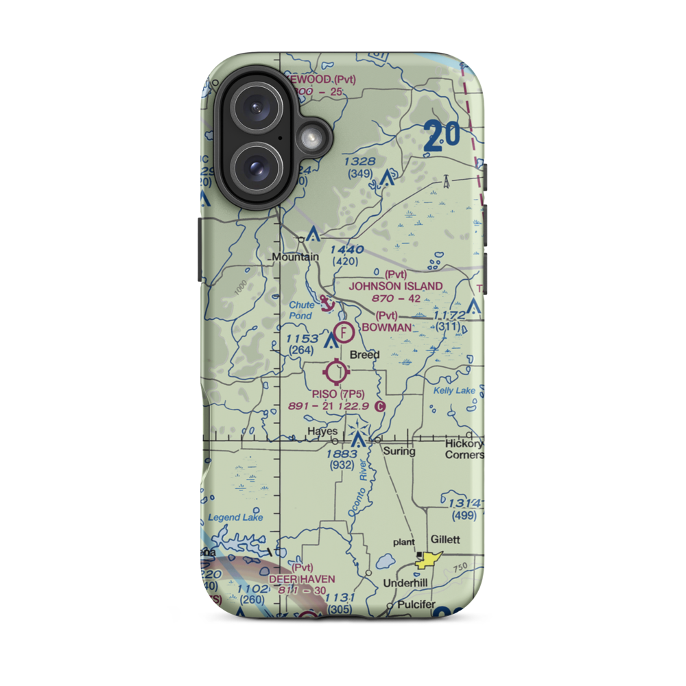 Bowman Airstrip (32WN) VFR Sectional  Tough iPhone Case iPhone 16 Plus model shown