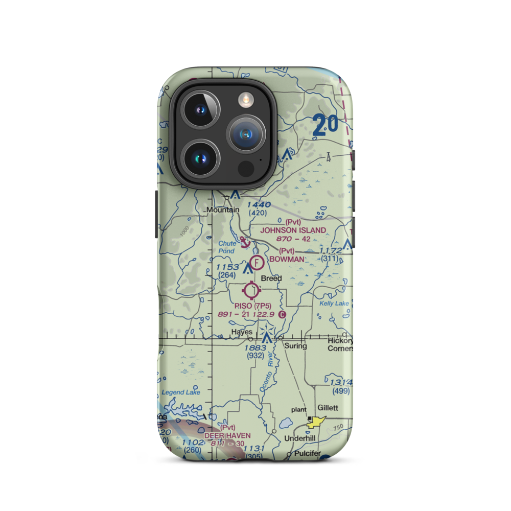 Bowman Airstrip (32WN) VFR Sectional  Tough iPhone Case iPhone 16 Pro model shown