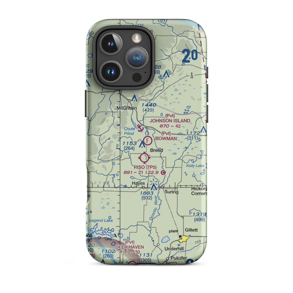 Bowman Airstrip (32WN) VFR Sectional  Tough iPhone Case iPhone 16 Pro Max model shown