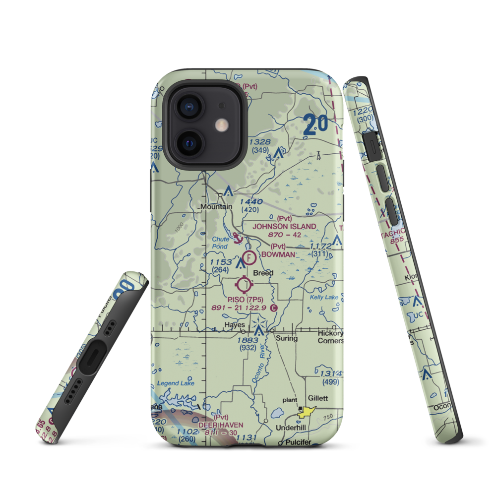 Bowman Airstrip (32WN) VFR Sectional  Tough iPhone Case iPhone 12 model shown