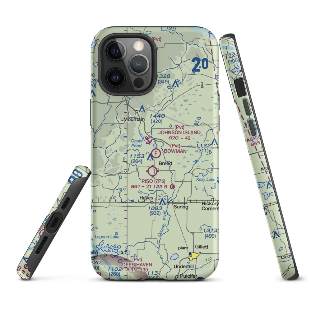 Bowman Airstrip (32WN) VFR Sectional  Tough iPhone Case iPhone 12 Pro Max model shown