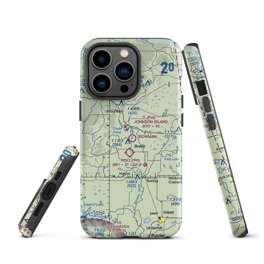 Bowman Airstrip (32WN) VFR Sectional  Tough iPhone Case iPhone 13 Pro model shown