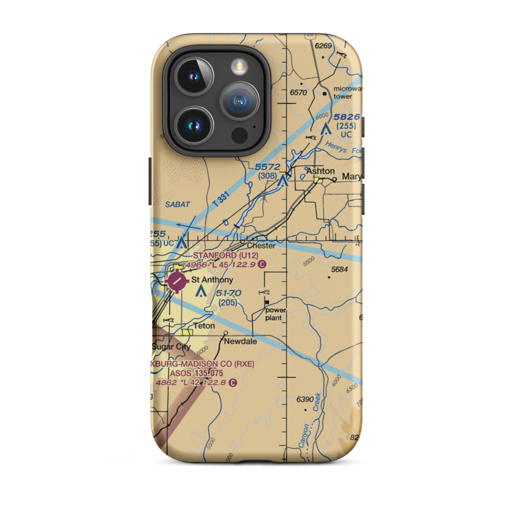 Bowman Field (ID52) VFR Sectional  Tough iPhone Case iPhone 16 Pro Max model shown