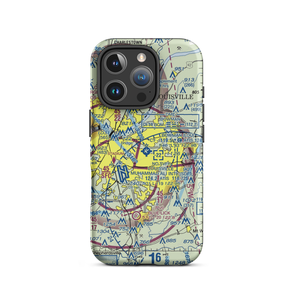 Bowman Field (LOU) VFR Sectional  Tough iPhone Case iPhone 16 Pro model shown