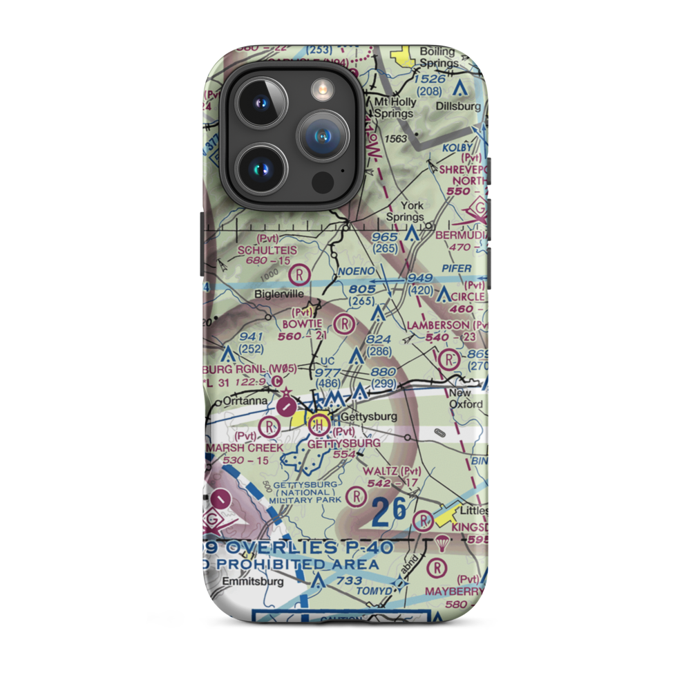 Bowtie Airport (PA51) VFR Sectional  Tough iPhone Case iPhone 16 Pro Max model shown