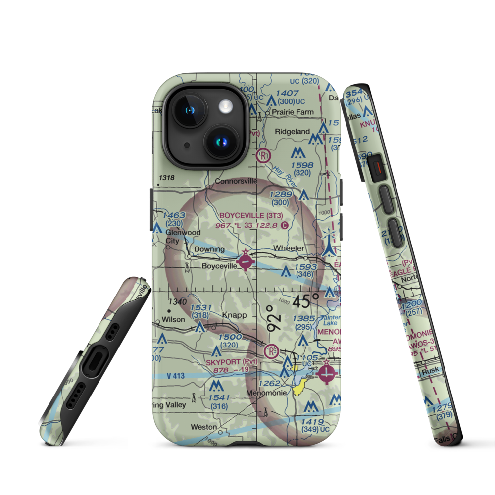 Boyceville Municipal Airport (3T3) VFR Sectional  Tough iPhone Case iPhone 15 model shown