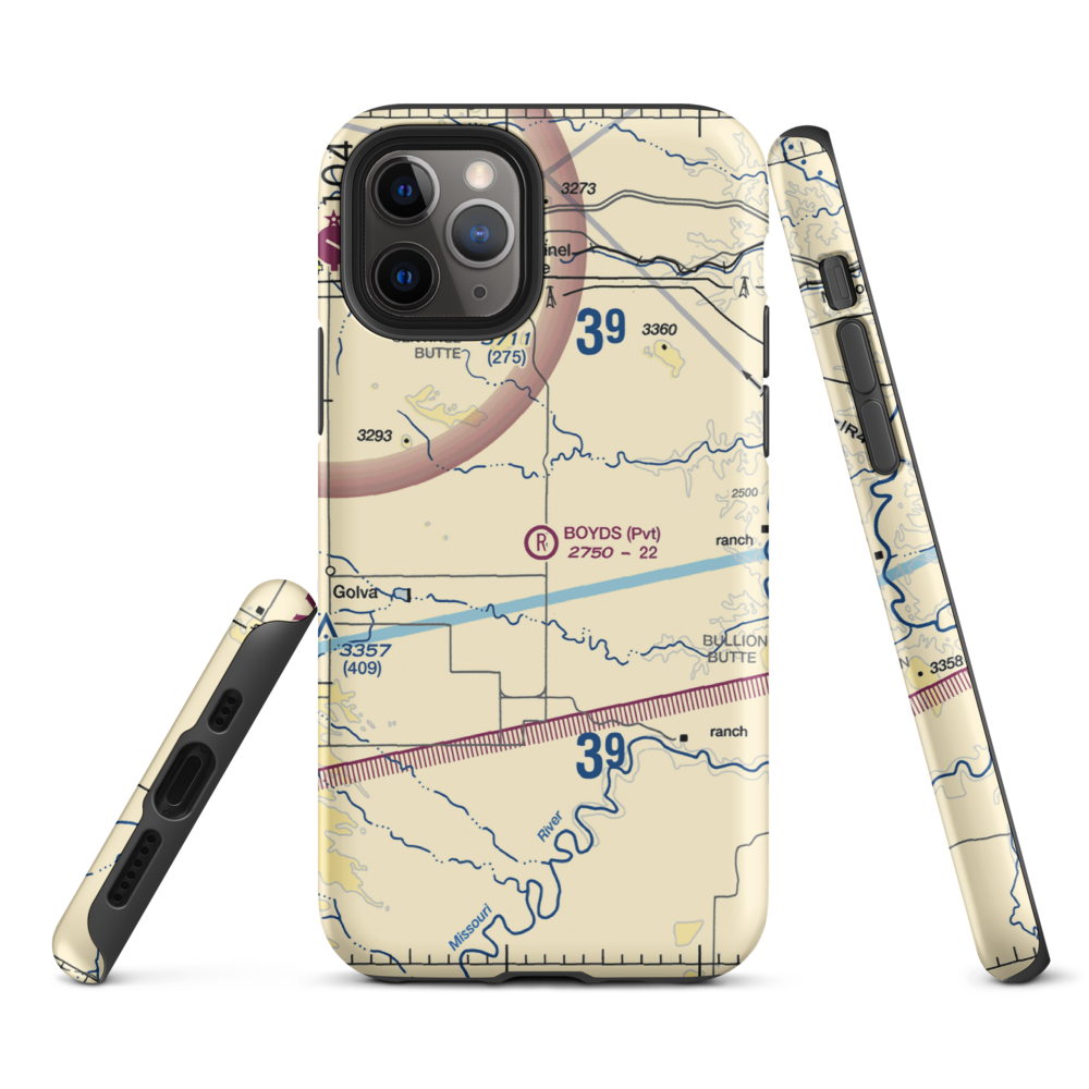Boyd's Turf Airport (0NA9) VFR Sectional  Tough iPhone Case iPhone 11 Pro model shown