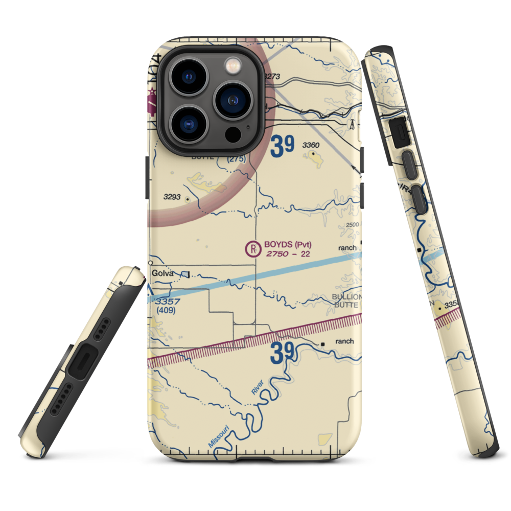 Boyd's Turf Airport (0NA9) VFR Sectional  Tough iPhone Case iPhone 13 Pro Max model shown