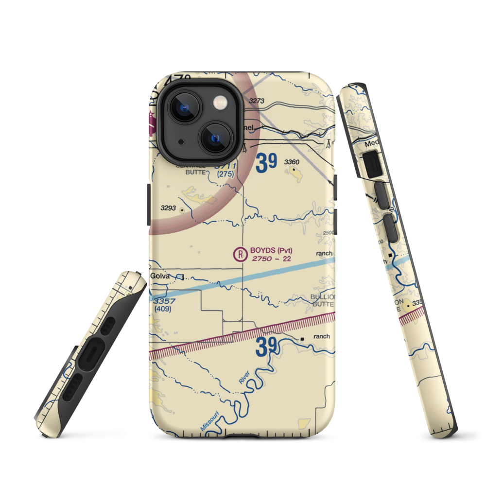 Boyd's Turf Airport (0NA9) VFR Sectional  Tough iPhone Case iPhone 14 model shown