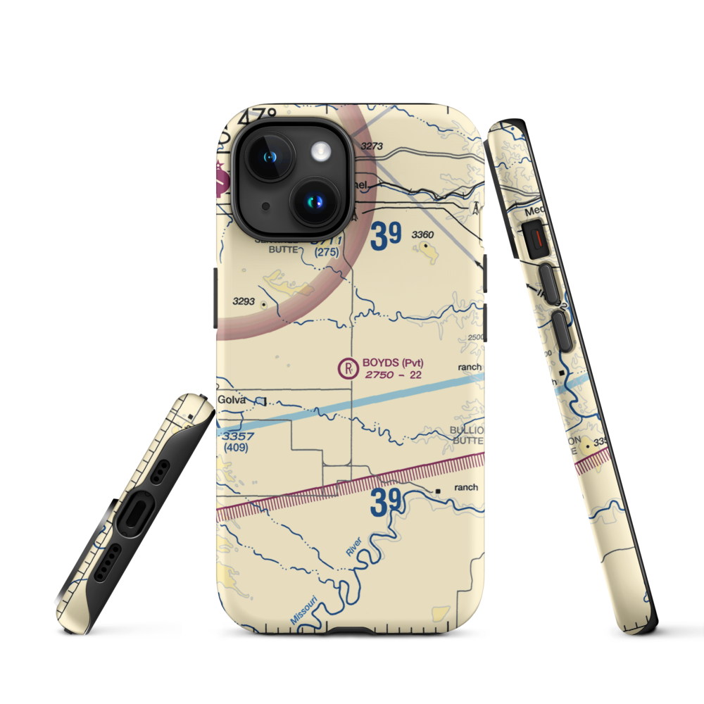 Boyd's Turf Airport (0NA9) VFR Sectional  Tough iPhone Case iPhone 15 model shown