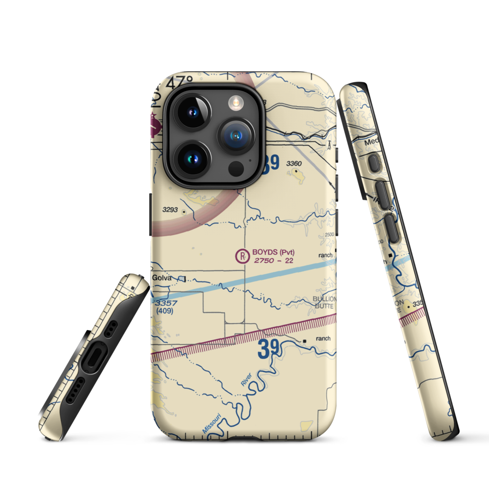 Boyd's Turf Airport (0NA9) VFR Sectional  Tough iPhone Case iPhone 15 Pro model shown