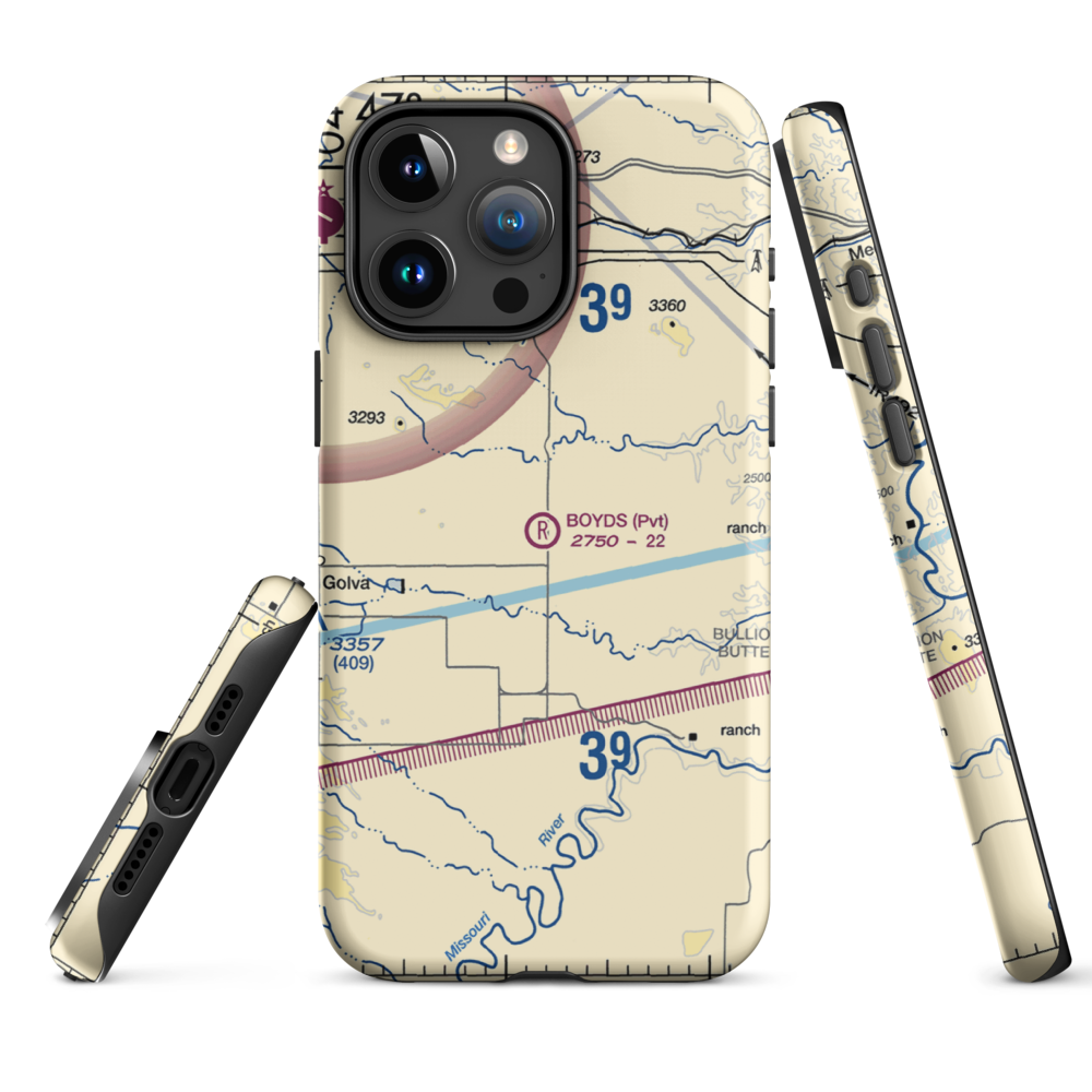 Boyd's Turf Airport (0NA9) VFR Sectional  Tough iPhone Case iPhone 15 Pro Max model shown
