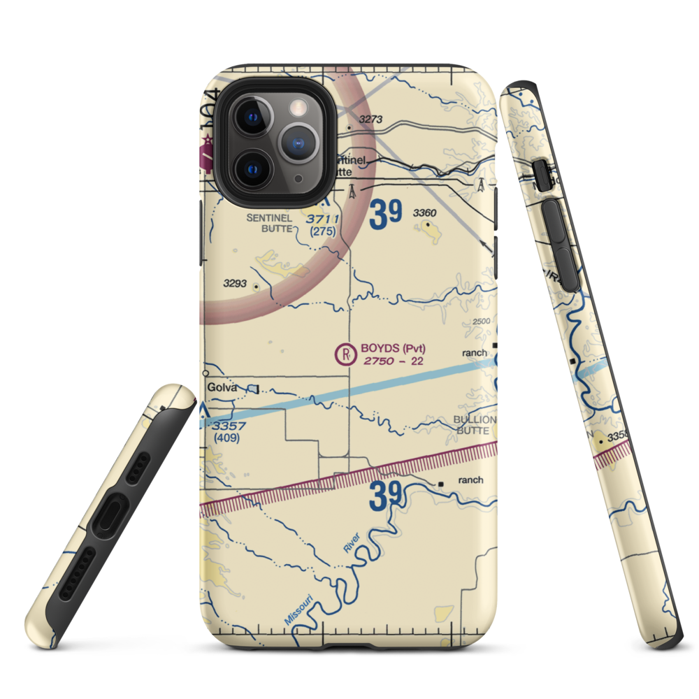 Boyd's Turf Airport (0NA9) VFR Sectional  Tough iPhone Case iPhone 11 Pro Max model shown
