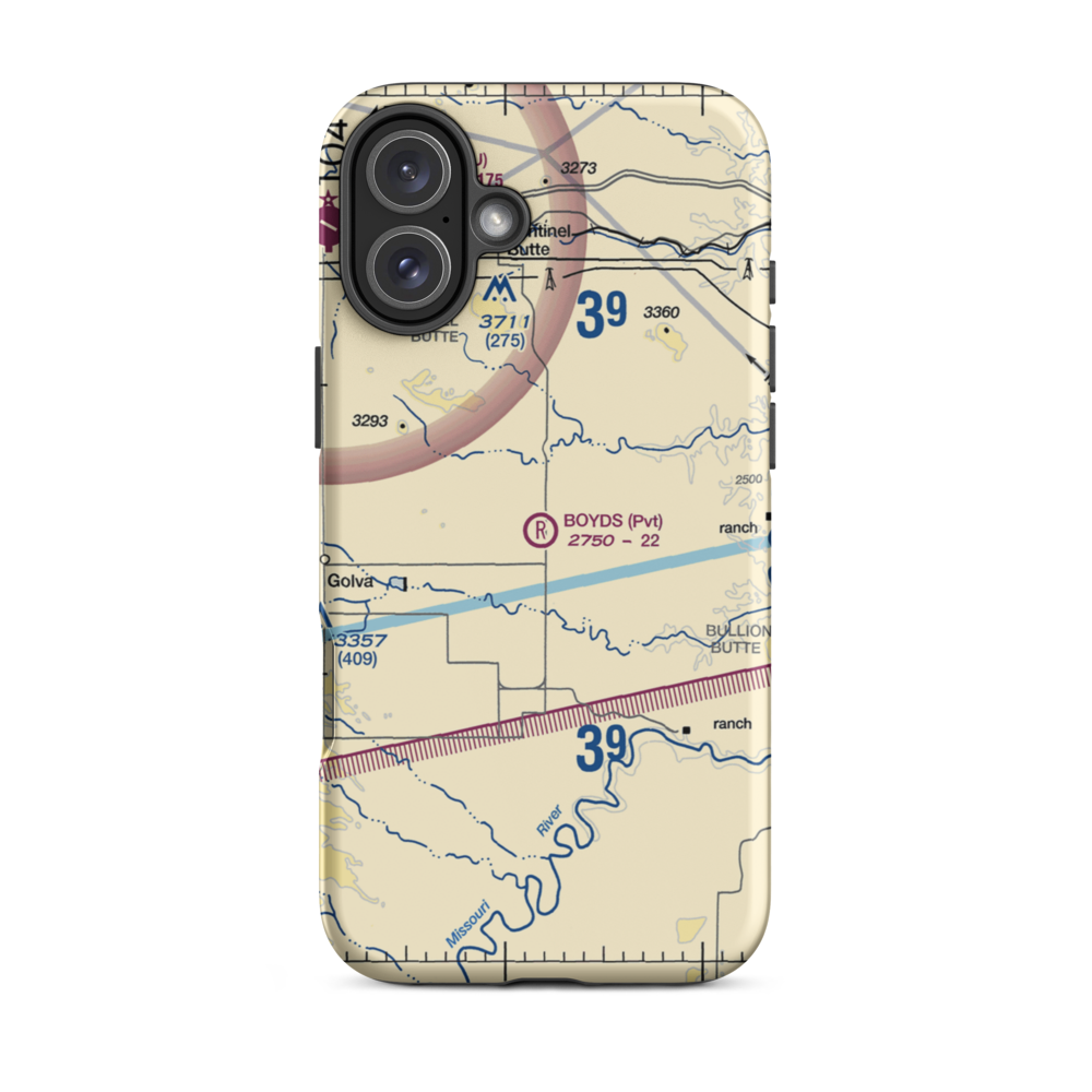 Boyd's Turf Airport (0NA9) VFR Sectional  Tough iPhone Case iPhone 16 Plus model shown