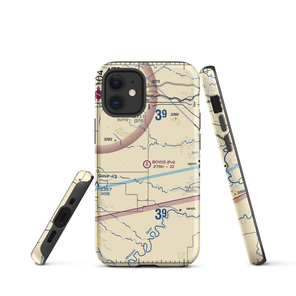Boyd's Turf Airport (0NA9) VFR Sectional  Tough iPhone Case iPhone 12 mini model shown