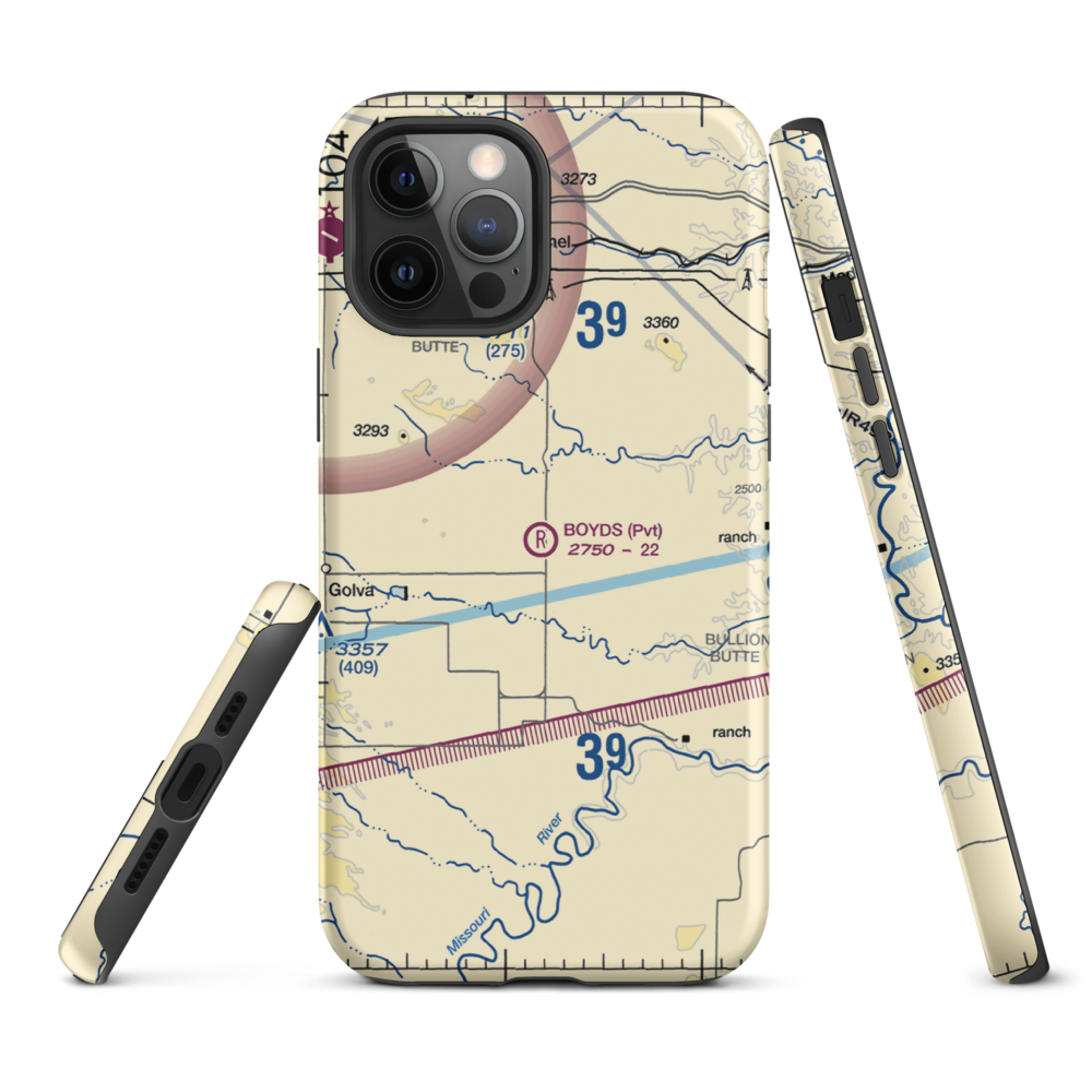 Boyd's Turf Airport (0NA9) VFR Sectional  Tough iPhone Case iPhone 12 Pro Max model shown