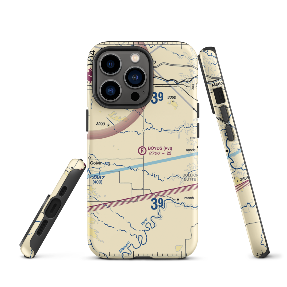 Boyd's Turf Airport (0NA9) VFR Sectional  Tough iPhone Case iPhone 13 Pro model shown