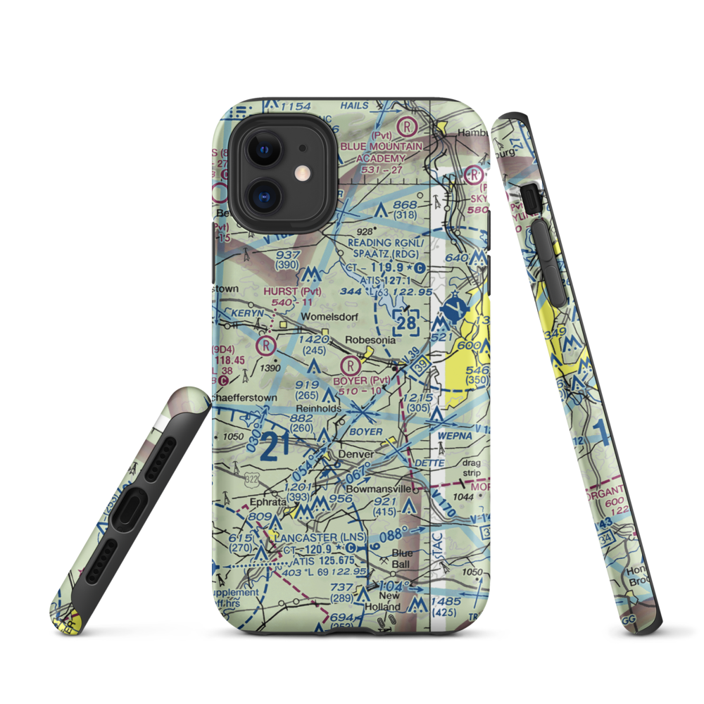 Boyer Airport (28PA) VFR Sectional  Tough iPhone Case iPhone 11 model shown