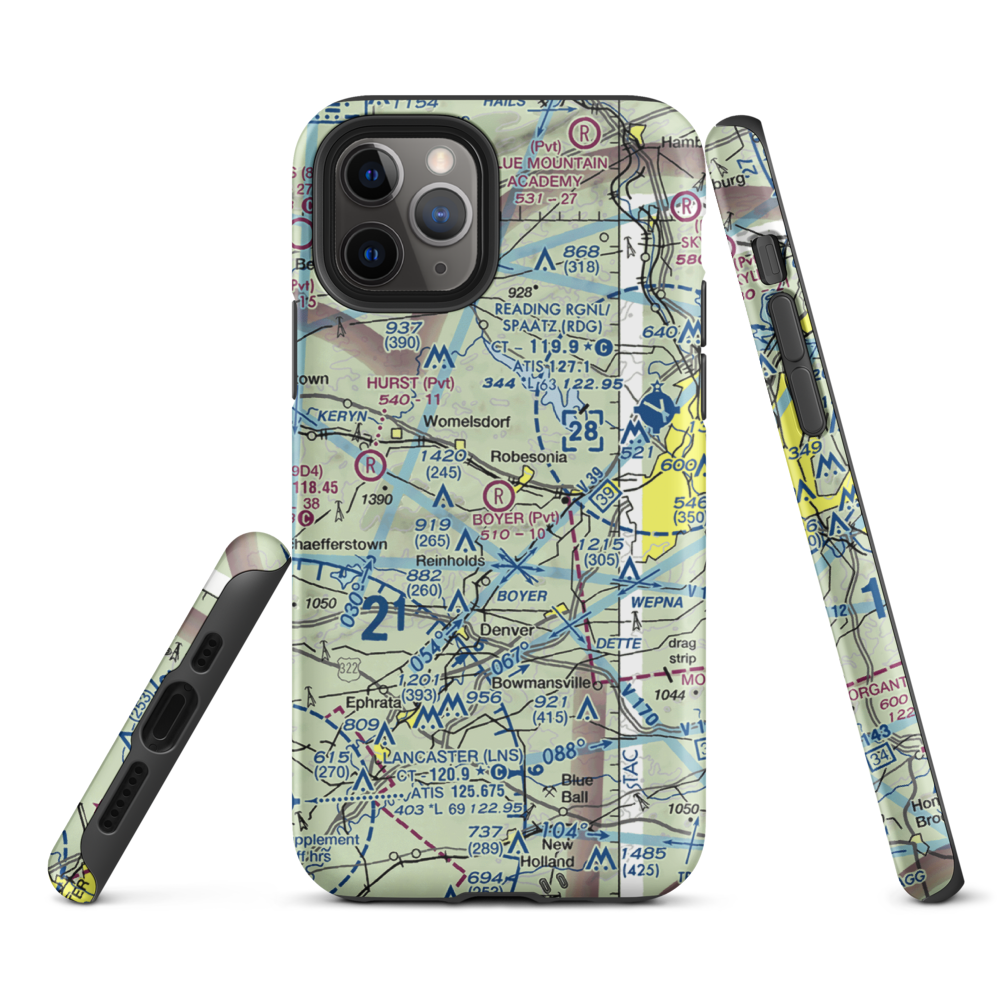 Boyer Airport (28PA) VFR Sectional  Tough iPhone Case iPhone 11 Pro model shown