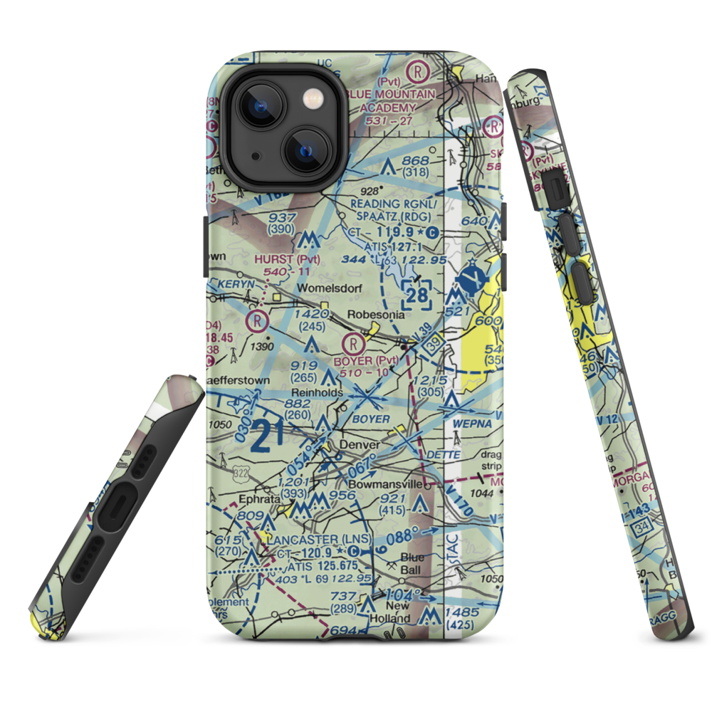 Boyer Airport (28PA) VFR Sectional  Tough iPhone Case iPhone 14 Plus model shown