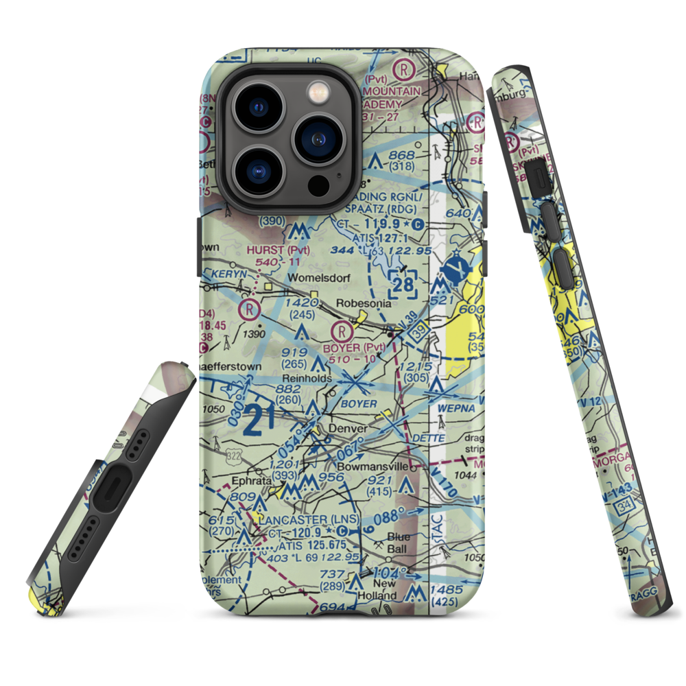 Boyer Airport (28PA) VFR Sectional  Tough iPhone Case iPhone 14 Pro Max model shown