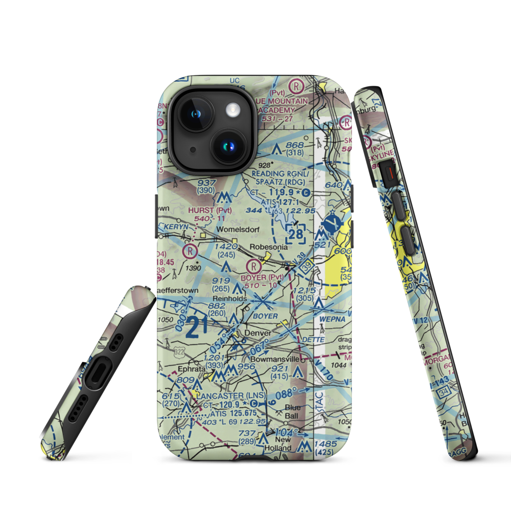 Boyer Airport (28PA) VFR Sectional  Tough iPhone Case iPhone 15 model shown